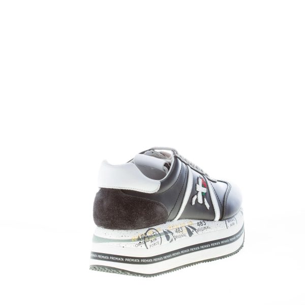 PREMIATA donna sneaker Beth 5351 in pelle NERO e bianco con maxi platform - immagine 3