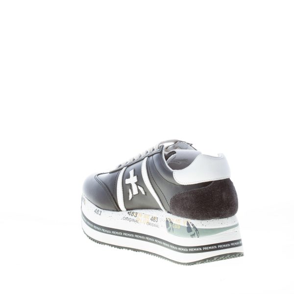 PREMIATA donna sneaker Beth 5351 in pelle NERO e bianco con maxi platform - immagine 4