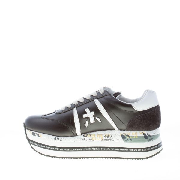 PREMIATA donna sneaker Beth 5351 in pelle NERO e bianco con maxi platform - immagine 5