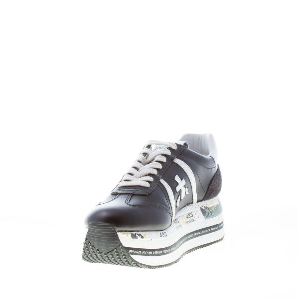PREMIATA donna sneaker Beth 5351 in pelle NERO e bianco con maxi platform - immagine 6