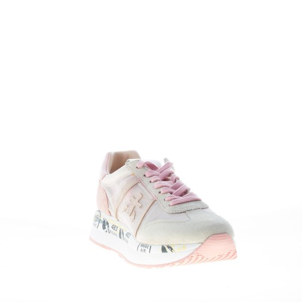 PREMIATA donna sneaker Conny 5208 in camoscio e tessuto trasparente ROSA e GHIACCIO - immagine 2