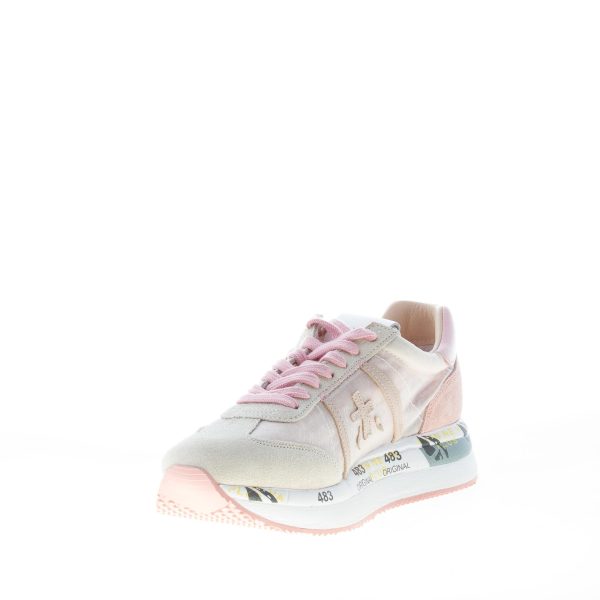 PREMIATA donna sneaker Conny 5208 in camoscio e tessuto trasparente ROSA e GHIACCIO - immagine 6