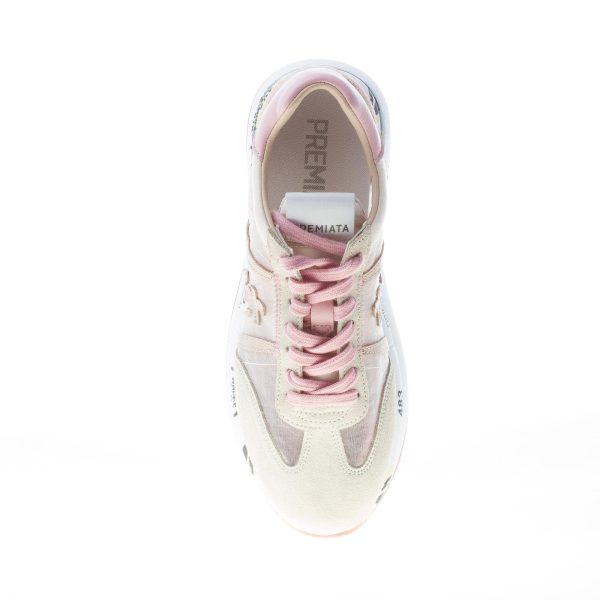 PREMIATA donna sneaker Conny 5208 in camoscio e tessuto trasparente ROSA e GHIACCIO - immagine 7