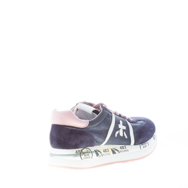 PREMIATA donna sneaker Conny 5613 in camoscio e tessuto trasparente BLU e rosa - immagine 3