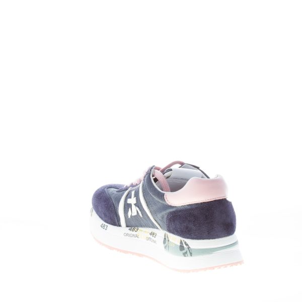 PREMIATA donna sneaker Conny 5613 in camoscio e tessuto trasparente BLU e rosa - immagine 4