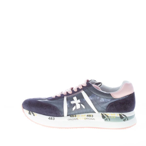 PREMIATA donna sneaker Conny 5613 in camoscio e tessuto trasparente BLU e rosa - immagine 5
