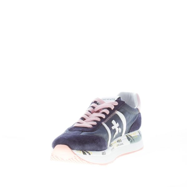 PREMIATA donna sneaker Conny 5613 in camoscio e tessuto trasparente BLU e rosa - immagine 6