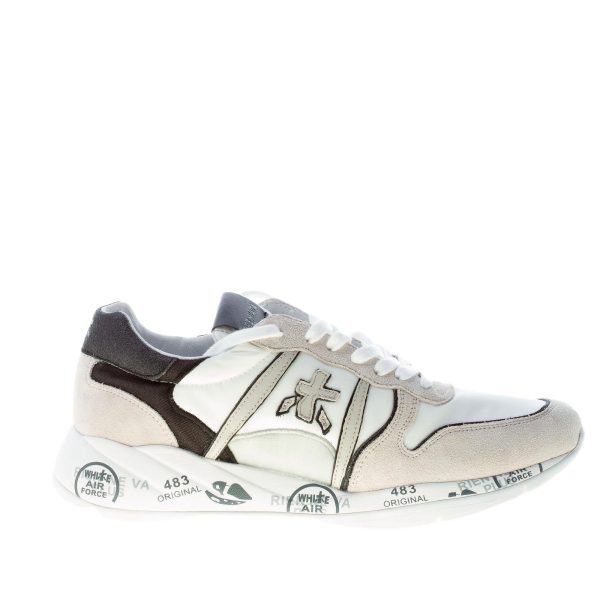 PREMIATA donna sneaker Layla 5417 in camoscio e nylon BIANCO  e TORTORA con microglitter