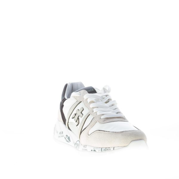 PREMIATA donna sneaker Layla 5417 in camoscio e nylon BIANCO  e TORTORA con microglitter - immagine 2