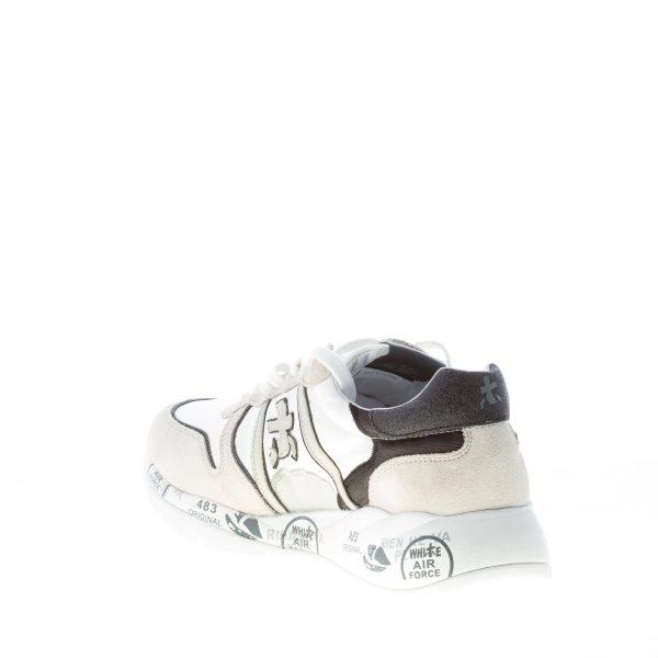 PREMIATA donna sneaker Layla 5417 in camoscio e nylon BIANCO  e TORTORA con microglitter - immagine 4