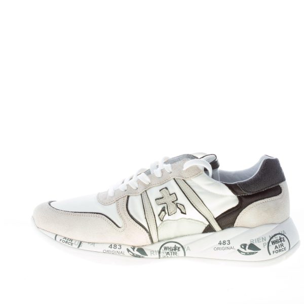 PREMIATA donna sneaker Layla 5417 in camoscio e nylon BIANCO  e TORTORA con microglitter - immagine 5