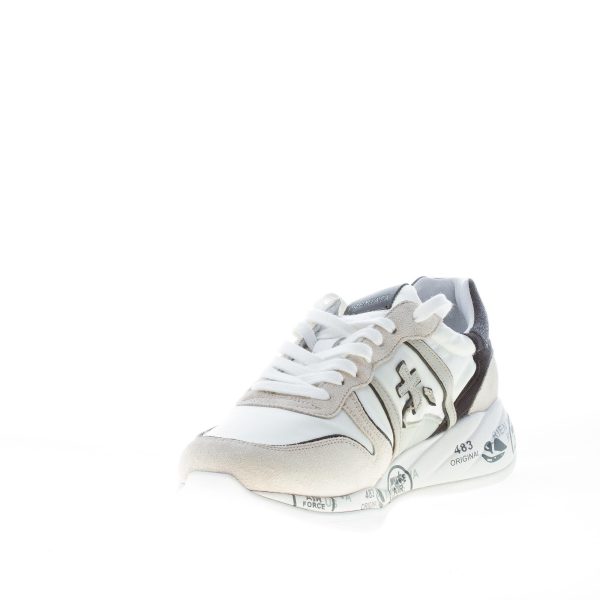 PREMIATA donna sneaker Layla 5417 in camoscio e nylon BIANCO  e TORTORA con microglitter - immagine 6