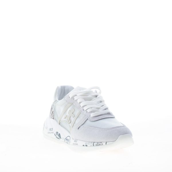 PREMIATA donna sneaker Layla 5651 in camoscio e tessuto trasparente GRIGIO più pitone - immagine 2