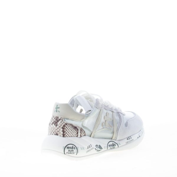 PREMIATA donna sneaker Layla 5651 in camoscio e tessuto trasparente GRIGIO più pitone - immagine 3