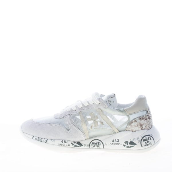 PREMIATA donna sneaker Layla 5651 in camoscio e tessuto trasparente GRIGIO più pitone - immagine 5
