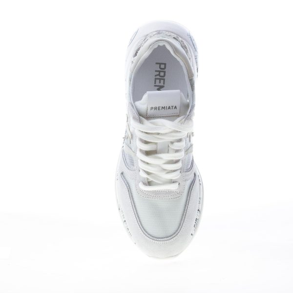 PREMIATA donna sneaker Layla 5651 in camoscio e tessuto trasparente GRIGIO più pitone - immagine 7