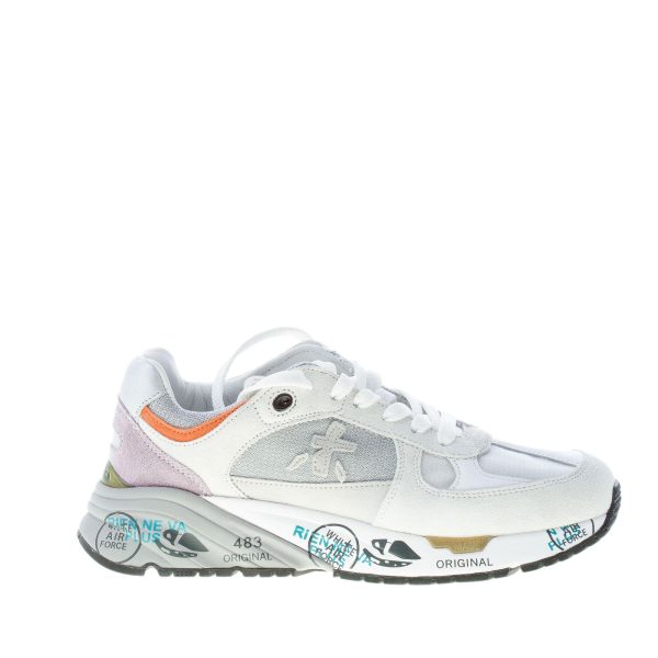 PREMIATA donna sneaker MASE 5664 in camoscio e tessuto BIANCO e argento