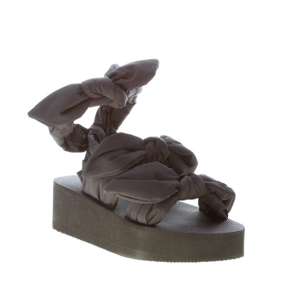 RED VALENTINO donna sandalo in taffetà NERO con maxi fiocchi. Zeppa 4,5 cm - immagine 2