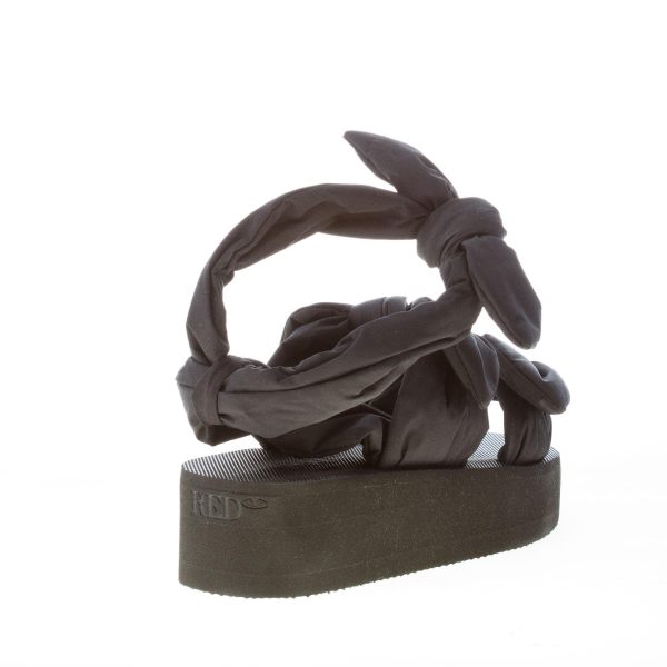 RED VALENTINO donna sandalo in taffetà NERO con maxi fiocchi. Zeppa 4,5 cm - immagine 3