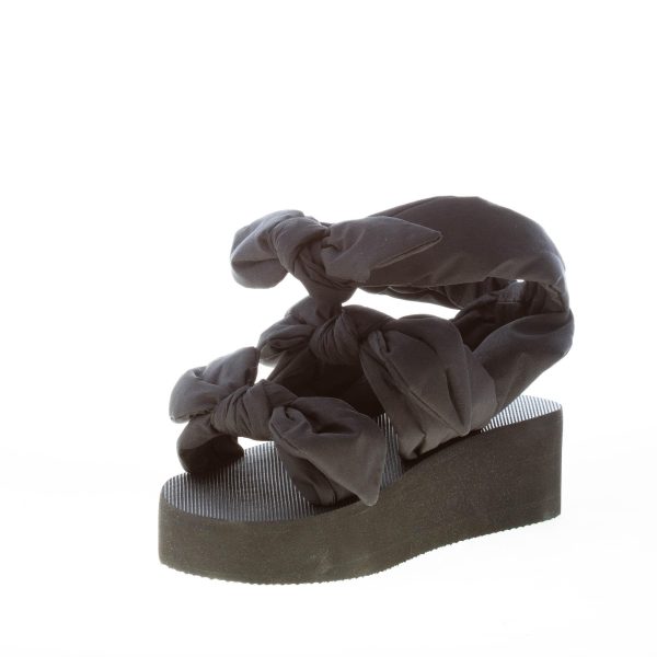 RED VALENTINO donna sandalo in taffetà NERO con maxi fiocchi. Zeppa 4,5 cm - immagine 6