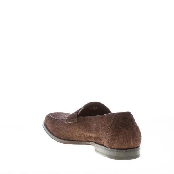 SANTONI uomo mocassino in camoscio TESTA DI MORO con fascetta. Suola cuoio - immagine 4