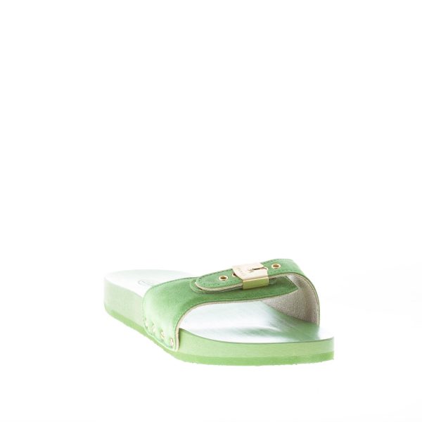 SCHOLL donna zoccolo Pescura Natalie in camoscio VERDE con suola legno 2 cm - immagine 2
