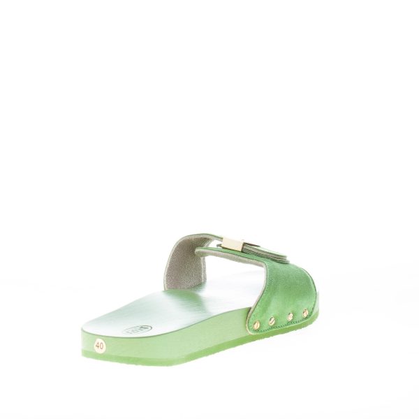 SCHOLL donna zoccolo Pescura Natalie in camoscio VERDE con suola legno 2 cm - immagine 3