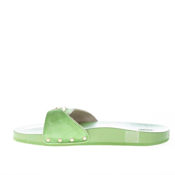 SCHOLL donna zoccolo Pescura Natalie in camoscio VERDE con suola legno 2 cm - immagine 5
