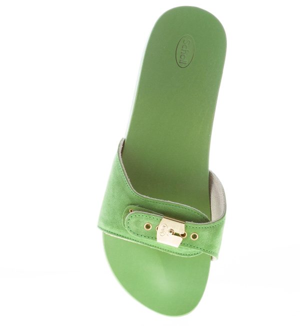 SCHOLL donna zoccolo Pescura Natalie in camoscio VERDE con suola legno 2 cm - immagine 7