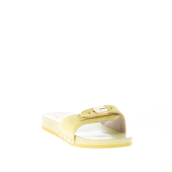 SCHOLL donna zoccolo Pescura Natalie in camoscio GIALLO con suola legno 2 cm - immagine 2