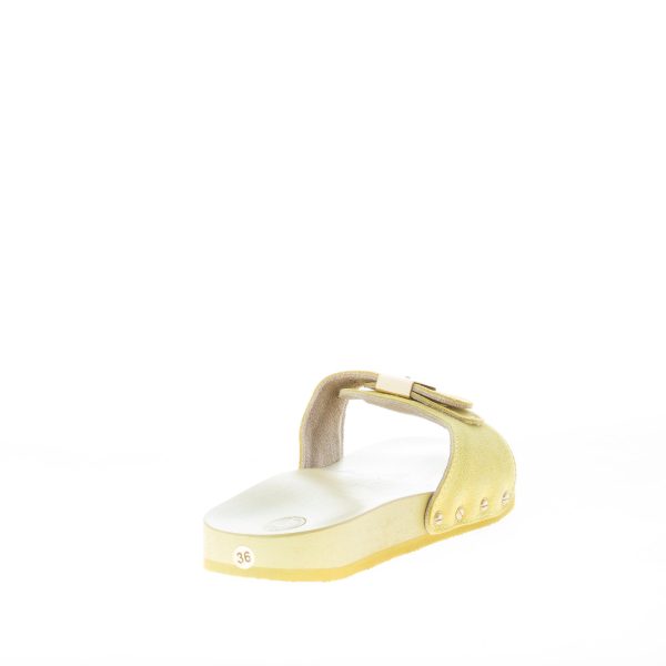 SCHOLL donna zoccolo Pescura Natalie in camoscio GIALLO con suola legno 2 cm - immagine 3