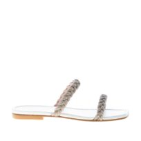 STUART WEITZMAN sandalo slide Addison in pelle BIANCO con cristalli