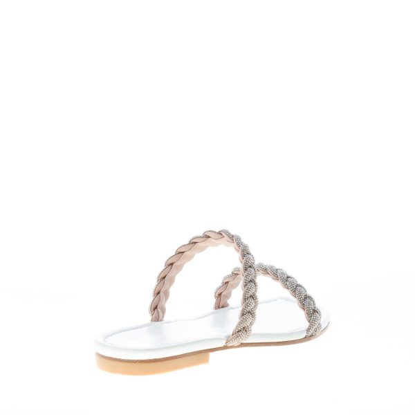 STUART WEITZMAN sandalo slide Addison in pelle BIANCO con cristalli - immagine 3