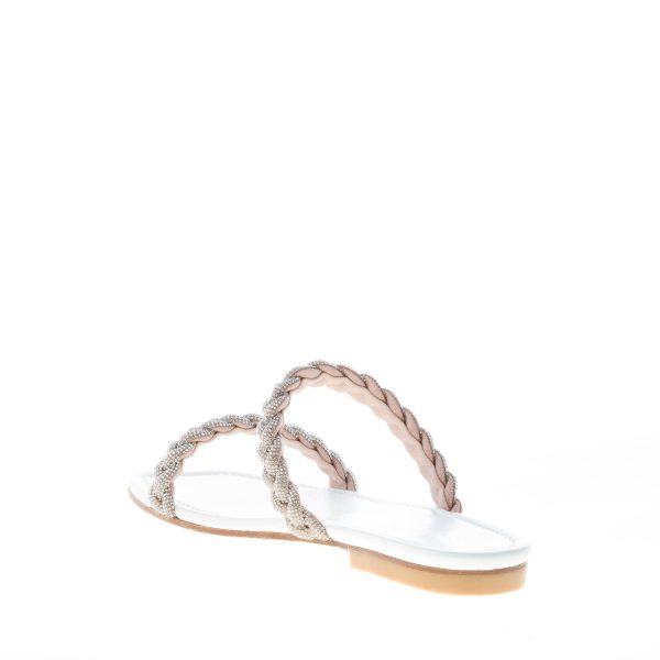STUART WEITZMAN sandalo slide Addison in pelle BIANCO con cristalli - immagine 4
