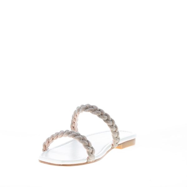STUART WEITZMAN sandalo slide Addison in pelle BIANCO con cristalli - immagine 6