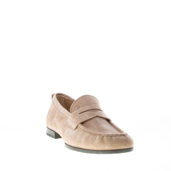 TOD'S uomo mocassino in camoscio MARRONE KAKI con mascherina e vaschetta. Suola in gomma - immagine 2