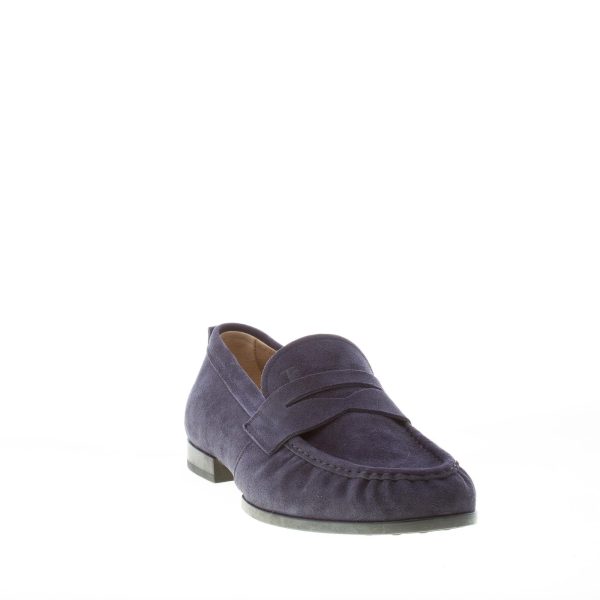 TOD'S uomo mocassino in camoscio BLU con mascherina e vaschetta. Suola in gomma - immagine 2