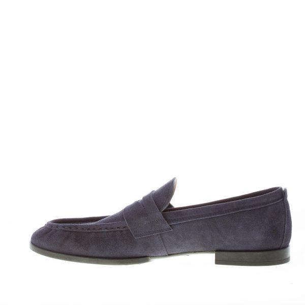 TOD'S uomo mocassino in camoscio BLU con mascherina e vaschetta. Suola in gomma - immagine 5