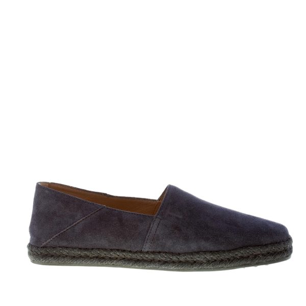 TOD'S uomo slip on espadrillas in camoscio BLU NOTTE con intreccio in corda