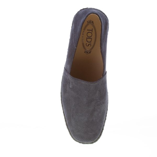 TOD'S uomo slip on espadrillas in camoscio BLU NOTTE con intreccio in corda - immagine 7