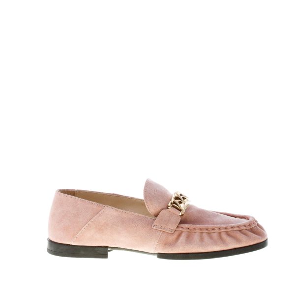 TOD'S donna mocassino in camoscio ROSA antico con catena. Suola gomma
