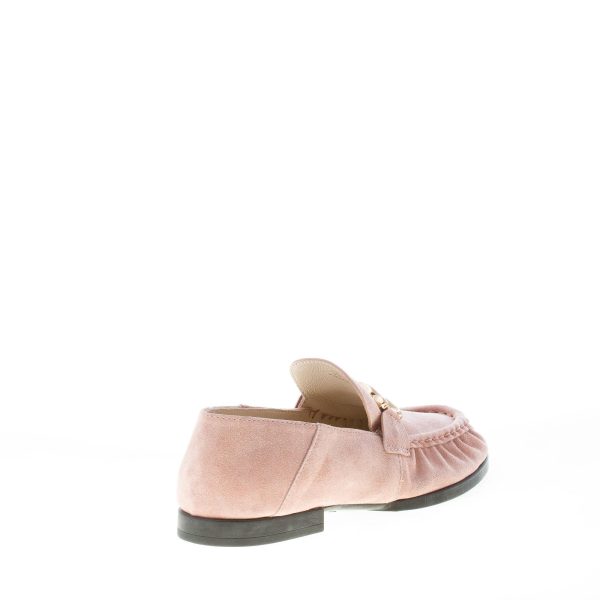 TOD'S donna mocassino in camoscio ROSA antico con catena. Suola gomma - immagine 3