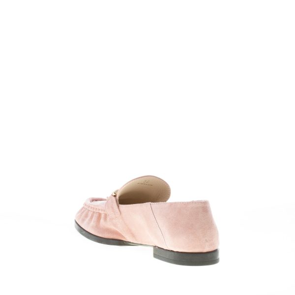 TOD'S donna mocassino in camoscio ROSA antico con catena. Suola gomma - immagine 4