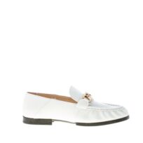 TOD'S donna mocassino in pelle BIANCO con catena. Suola gomma