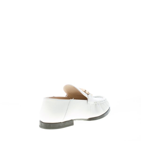 TOD'S donna mocassino in pelle BIANCO con catena. Suola gomma - immagine 3