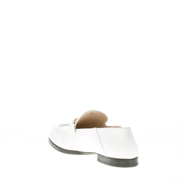 TOD'S donna mocassino in pelle BIANCO con catena. Suola gomma - immagine 4