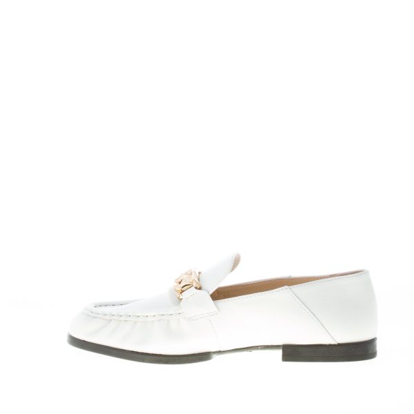 TOD'S donna mocassino in pelle BIANCO con catena. Suola gomma - immagine 5