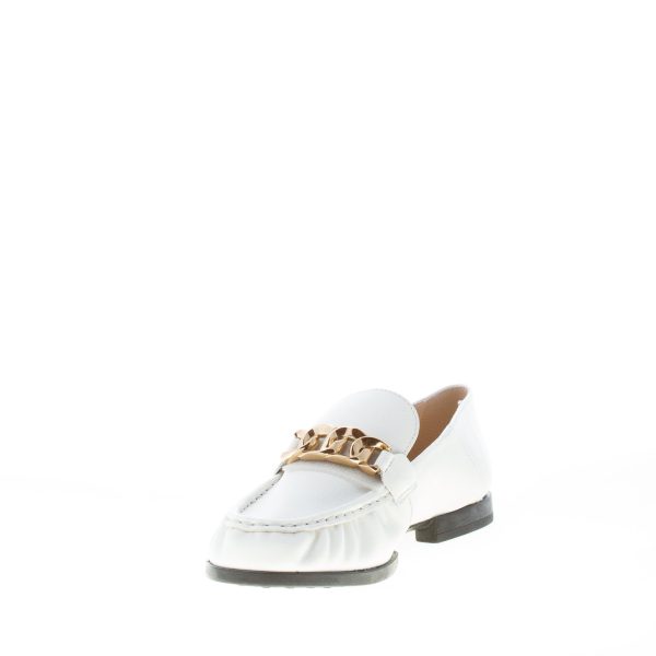 TOD'S donna mocassino in pelle BIANCO con catena. Suola gomma - immagine 6