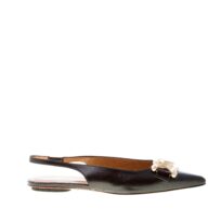 TOD'S donna ballerina slingback in pelle NERO con catena. Suola cuoio