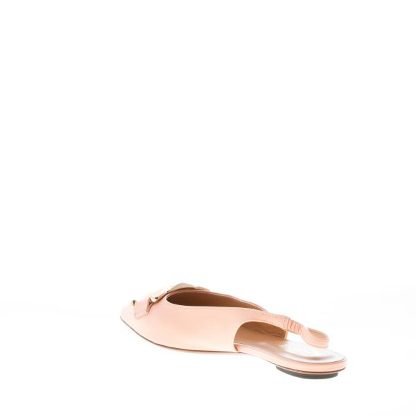TOD'S donna ballerina slingback in pelle ROSA con catena. Suola cuoio - immagine 4